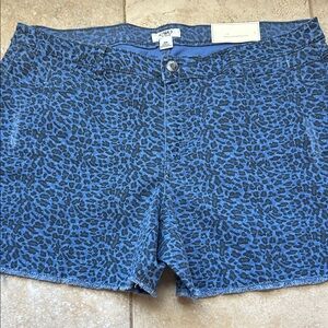 Cato Blue Leopard Print Denim Shorts